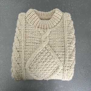 sweater mens ivory hand crocheted Large